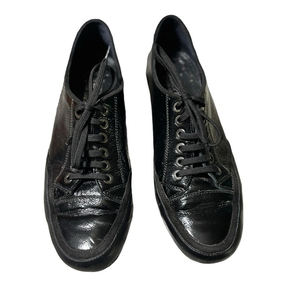Mephisto Air Relax Black Patent Leather Sneakers Size 8.5 Low Top Lace Up - Picture 9 of 15